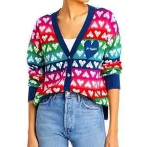 Kerri Rosenthal x Aqua Rainbow Heart Grandpa Button-Down Cardigan